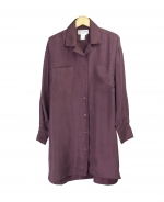 This big shirt is made of 100% silk. It drapes nicely and works great for all occasions. 

DISPLAY PICTURE COLOR: EGGPLANT