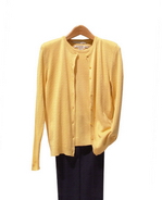 100% Silk Woman's Sweater Sets Jewel Neck Cardigan With Jewel Neck Short Sleeve In Baby Cable Pattern.