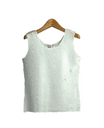 Our beautiful hand-made crinkle tank top is designed through a heat and steam process. This sleeveless shell has a slim fit, but its crinkle pattern allows enough stretch for you to comfortably wear often. This garment is easy-care as well as easy-fit. To maintain its original shape and pattern, wash in cold water lay flat to dry. (Do not use an iron or any other source of heat/steam.)

Available in 6 beautiful colors: Black, Gold, Pink, Red, Sand, and White.

DISPLAY PICTURE COLOR: WHITE
