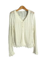 Ladies Sweater Sets Rayon Crochet Ruffled Sweetheart Neck Long Sleeve Cardigan Matches Flat Knit Tank.