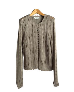 Women's Apparel: Rayon Crochet Jewel Neck Cardigan Sweater W/One Button Front