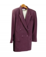 Our ladies washable fuji silk double-breasted blazer is comfortable and perfect for all occasions. This blazer is softly shaped and drapes very nicely. It can easily match sweaters and bottoms. Machine wash or dry clean for best results.

Available in 3 colors: Black, Deep Brown, and Eggplant.

DISPLAY PICTURE COLOR: EGGPLANT