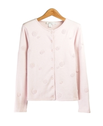 Make this a fun addition to your wardrobe! This cardigan is crafted with a soft blend of silk, cotton, and cashmere, and is embroidered with terry-textured dots for a fun, yet elegant design.

Available in sizes S, M, L, XL

Available colors: Black, Blue, Pink, Red

DISPLAY PICTURE COLOR: Pink