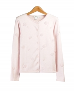 Make this a fun addition to your wardrobe! This cardigan is crafted with a soft blend of silk, cotton, and cashmere, and is embroidered with terry-textured dots for a fun, yet elegant design.

Available in sizes S, M, L, XL

Available colors: Black, Blue, Pink, Red

DISPLAY PICTURE COLOR: Pink