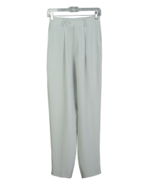 This luxusious washable heavy weight 100% silk crepe trouser with front pleats are perfect for spring and fall seasons.  Back waist has partial elastic for easy fit.  It is as comfortable in the office and meetings as it is out for dinner,party and travel.  This heavy silk crepe trouser matches all the jackets, blazers and the vest in this group pictured below. 

4 colors are available: Butter, Ice Blue, Navy, and Stone.

DISPLAY PICTURE COLOR: ICE BLUE
