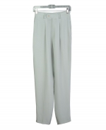 This luxusious washable heavy weight 100% silk crepe trouser with front pleats are perfect for spring and fall seasons.  Back waist has partial elastic for easy fit.  It is as comfortable in the office and meetings as it is out for dinner,party and travel.  This heavy silk crepe trouser matches all the jackets, blazers and the vest in this group pictured below. 

4 colors are available: Butter, Ice Blue, Navy, and Stone.

DISPLAY PICTURE COLOR: ICE BLUE
