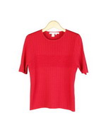 Our Tussah silk/cotton short sleeve sweater is perfect for all occasions. Soft and comfortable. Easy to match with jackets and bottoms. Hand wash or dry clean for best results. 

Available in 8 beautiful colors: Banana, Black, Chocolate, Periwinkle Persimmon, Ruby, Sage, and Sky. 

DISPLAY PICTURE COLOR: RUBY