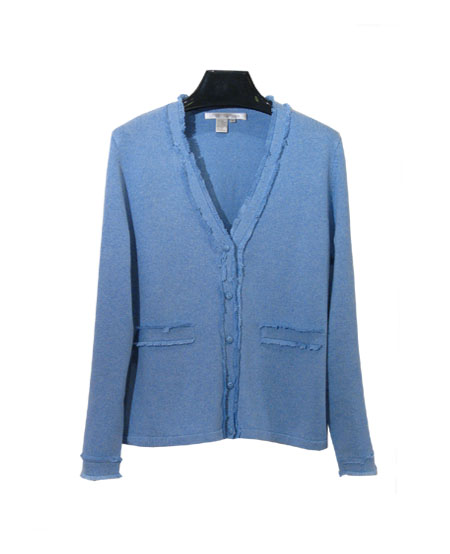 Stretch Silk Cashmere V-Neck Long Sleeve Heather Color Sweater Jacket ...