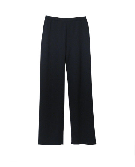 Silk cashmere with Lycra knit pull-on Pants.  This solid color luxurious knit pants, soft and comfortable, matches all the two-tone jacquard jackets, cardigans and tops in this collection. 

Dry clean for long lasting best result.  Or hand wash cold and lay flat to dry.  Then steam or press the pants with team to achieve the luxurious look and hand-feel.

3 colors in stock: Black, Brown, and Gray.

DISPLAY PICTURE COLOR: BLACK
   