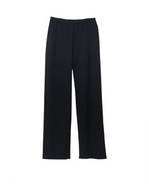 Silk cashmere with Lycra knit pull-on Pants.  This solid color luxurious knit pants, soft and comfortable, matches all the two-tone jacquard jackets, cardigans and tops in this collection. 

Dry clean for long lasting best result.  Or hand wash cold and lay flat to dry.  Then steam or press the pants with team to achieve the luxurious look and hand-feel.

3 colors in stock: Black, Brown, and Gray.

DISPLAY PICTURE COLOR: BLACK
   