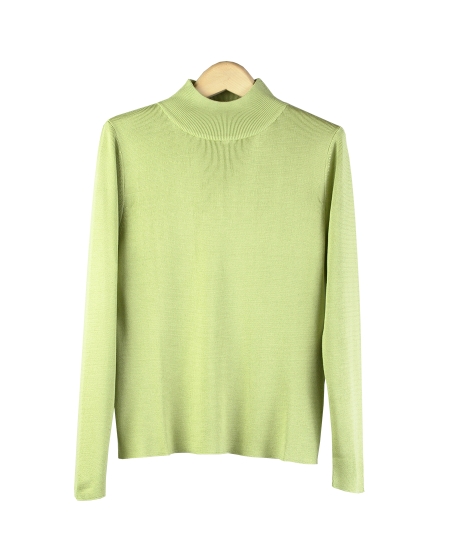 Ladies 100% Silk Mock Neck Sweater Long Sleeve in Full-needle Knit. S ...