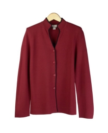 This viscose nylon mandarin collar long sleeve knit jacket is flattering and beautifully shaped. Dry clean or hand wash color and lay flat to dry. Steam or press with steam to maintain the great texture of the knit jacket.

DISPLAY PICTURE COLOR: RUBY