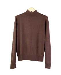 Women's silk cashmere fine knit mock neck long sleeve sweater in classic fit and shape. 85% silk, 15% cashmere.  Finely ribbed mock neck, cuffs and banded bottom.  An easy-to-match fall great sweater favored by our customers.  

12 colors, solid and heather colors, are available: Black, Blue, Butter, Heather Camel, Chambray, Heather Chocolate (brown), Cornflower Blue, Gray Heather, Pink, Red, Safari, Sea Blue and Winter White.

Hand wash cold and lay flat to dry.  Then, steam or press the sweater with steam to bring back the silk cashmere softness after wash.  Or dry clean for long lasting best result.

DISPLAY PICTURE COLOR: CHOCOLATE