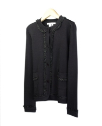 This viscose nylon jewel neck long sleeve cardigan with lace trim is great for everyday wear.  Soft & comfortable and easy to match with jackets and bottoms.  Hand wash to clean, dry clean for best results.

Available in 3 spectacular colors: Black, Brown and Soft Pink.

DISPLAY PICTURE COLOR: SOFT PINK