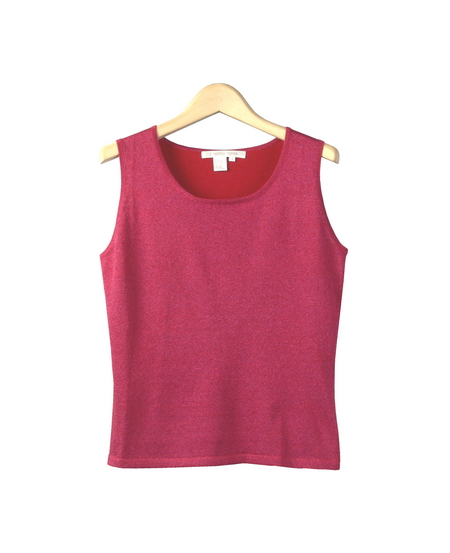 Women's soft silk lurex scoop neck sleeveless shell - A 14 gauge fine ...