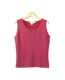 This women's silk lurex scoop neck sleeveless shell is finely-knit and baby soft. It is a fine 14 gauge tank top and it is easy-fit and easy-care. After washing our silk lurex tank top, it comes out fresh as new. This silk lurex sleeveless shell has a color-to-match cardigan to create a beautiful sweater set. Tt's a luxurious and useful layering tank shell for your sepecial occasions. 

10 colors are available: Beige/Silver Lurex, Black/Black, Brown/Brown, Chambray/Silver, Gold/Gold, Pink/Silver, Red/Red, Rose/Rose-Pink, Silver/Silver, and White/White.

DISPLAY PICTURE COLOR: RED/RED