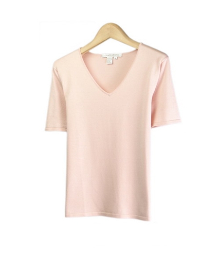 Our silk/lycra v-neck short sleeve sweater is a wonderful item for the spring season.  You'll love this t-shirt for its comfort, luxurious look, and versatility. You can easily match our basic sweater with any cardigan, jacket, and bottoms. This top is a must-have. Hand-wash or dry clean for best results.

Available in 3 colors: Navy, Red, Sky.

Display Picture Color: PINK