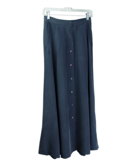 Washable silk long skirt in button-front style. The relaxed-fit silk ...