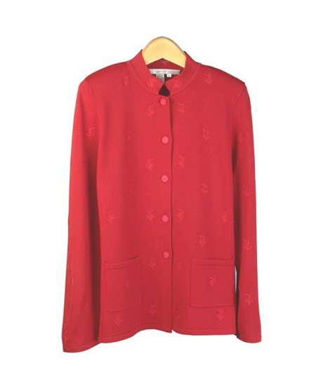 High twisted viscose nylon crepe knit embroidery Mandarin collar jacket with two pockets. Great for all occasions. Hand wash or dry clean for best results.

Jacket length: 27