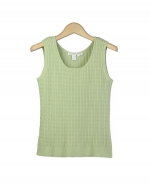 This women's 100% cotton scoop neck tank top is soft and comfortable. This tank top has a beautiful cable pattern, and is perfect for all occasions. Our cotton tank top is an easy-to-match item and a great layering piece. Hand wash or dry clean for best results. 

Available in 5 colors: Black, Green Apple, Khaki, Peach and Sky Blue. 

Display Picture Color: GREEN APPLE