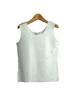 Our beautiful hand-made crinkle tank top is designed through a heat and steam process. This sleeveless shell has a slim fit, but its crinkle pattern allows enough stretch for you to comfortably wear often. This garment is easy-care as well as easy-fit. To maintain its original shape and pattern, wash in cold water lay flat to dry. (Do not use an iron or any other source of heat/steam.)

Available in 6 beautiful colors: Black, Gold, Pink, Red, Sand, and White.

DISPLAY PICTURE COLOR: WHITE
