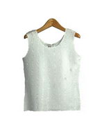 Our beautiful hand-made crinkle tank top is designed through a heat and steam process. This sleeveless shell has a slim fit, but its crinkle pattern allows enough stretch for you to comfortably wear often. This garment is easy-care as well as easy-fit. To maintain its original shape and pattern, wash in cold water lay flat to dry. (Do not use an iron or any other source of heat/steam.)

Available in 6 beautiful colors: Black, Gold, Pink, Red, Sand, and White.

DISPLAY PICTURE COLOR: WHITE
