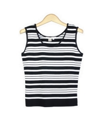 This striped viscose nylon knitted tank is an easy-care and easy-fit sleeveless shell. The flattering scoop neck works beautifully with many jackets and blazers you might already have. This tank top is a 14-gauge fine knits which is of high quality. It matches the knit jackets as a set in the same group collection. The four stripe colors of the style are striking and fresh looking. Great for all occasions. Hand wash in cool water and lay flat to dry, or dry clean for best results.

Size from S(4-6) to 1X (18W)

DISPLAY PICTURE COLOR: KHAKI/WHITE