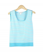 This silk/nylon sleeveless shell is a flattering top with its stripes and tightly knit fabric. Our tank top is great for all occasions and easy to match with all jackets and bottoms. Hand wash or dry clean for best results.

Display Picture Color: TURQUOISE/WHITE