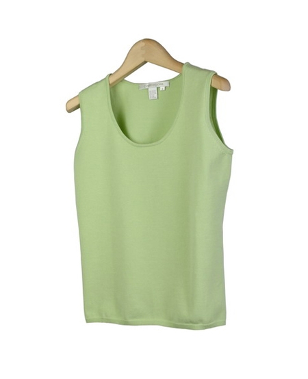 Composition's cotton/lycra scoop neck sleeveless shell is made of high-quality cotton yarn in plain flat knit. This tank top has a wonderfully soft texture and fits easily because of its stretchy material. Our sleeveless shell is a perfect layering piece that is available in a cardigan twin set. You will love this tank top for its soft touch and luxurious look.
Machine or hand-wash in cold water and hang to dry.

Display Picture Color: ICE GREEN