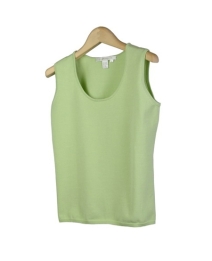 Composition's cotton/lycra scoop neck sleeveless shell is made of high-quality cotton yarn in plain flat knit. This tank top has a wonderfully soft texture and fits easily because of its stretchy material. Our sleeveless shell is a perfect layering piece that is available in a cardigan twin set. You will love this tank top for its soft touch and luxurious look.
Machine or hand-wash in cold water and hang to dry.

Display Picture Color: ICE GREEN