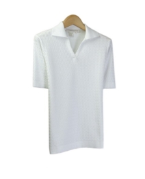 This 100% cotton johnny collar short sleeve shirt is a comfortable and lightweight top you'll love to wear during the spring and summer seasons. Our johnny collar shirt is simple yet elegant with its subtle jacquard knit. This top is ideal for dressing up as well as for dressing casually and comfortably. Hand-wash or dry clean for best results. 

Available in 8 colors: Banana, Black, Coral, Ice Blue, Light Taupe, Pink, Sage, and White.

Display Picture Color: SAGE