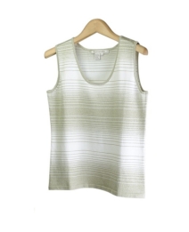 Compositions' silk/nylon scoop neck tank top is soft, comfortable, and fun. Our sleeveless shell has a unique stripe design and is available in fresh and rich colors, making this a spring and summer season must-have. This item works nicely as a layering piece, and can be worn with our matching zip jacket or open neck 3/4 sleeve sweater as gorgeous sweater sets. Hand-wash to clean or dry clean for best results. 

Available in 5 beautiful colors: Avocado, Black, Blue, Coral, and Ice Coffee. 

DISPLAY PICTURE COLOR: AVOCADO