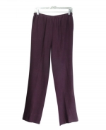 These 100% spun silk pull-on pants are comfortable, soft, and versatile. It has great draping. It is easy fit and stylish. You'll want to wear this pull-on pants for the entire transitional and fall seasons. This heavy spun-silk pull-on pants can work beautifully with all the jackets and sleeveless shells in the design collection. It can also work nicely with many of silk shirts, fine knit tops and sweaters.Hand-wash or dry clean for best results.

This fabric has a matte texture and it gives a luxurious casual look.

Available in 4 colors: Black, Champagne, Eggplant, and Taupe.

DISPLAY PICTURE COLOR: EGGPLANT