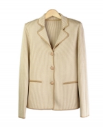 This notch collar long sleeve jacket is perfect for all occasions The mini-houndstooth jacquard gives you a sophisticated look. This jacket is soft and comfortable and is easy to match. 3 beautiful colors available for this jacket: Black/Ivory, Brown/Taupe, and Camel/Ivory.

Hand-wash cold and lay flat to dry. Press the jacket with steam to bring out the silky soft touch. Or dry clean for long lasting care.

DISPLAY PICTURE COLOR: CAMEL/IVORY