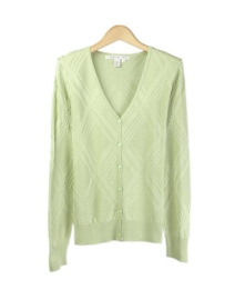 This women's V-neck long sleeve cardigan, made from 100% silk, is soft and luxurious. Our top is perfect for all occasions. Hand wash or dry clean for best results.

Available in 6 beautiful colors: Black, Bone, Celery, Ocean, Pink, and White.

Display Picture Color: CELERY