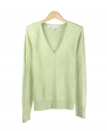 This women's V-neck long sleeve cardigan, made from 100% silk, is soft and luxurious. Our top is perfect for all occasions. Hand wash or dry clean for best results.

Available in 6 beautiful colors: Black, Bone, Celery, Ocean, Pink, and White.

Display Picture Color: CELERY