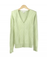 This women's V-neck long sleeve cardigan, made from 100% silk, is soft and luxurious. Our top is perfect for all occasions. Hand wash or dry clean for best results.

Available in 6 beautiful colors: Black, Bone, Celery, Ocean, Pink, and White.

Display Picture Color: CELERY