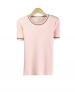 Our viscose nylon short sleeve flat knit jewel neck sweater is perfect for the spring season.  Soft & comfortable and easy to match with jackets and bottoms.  Hand wash to clean or dry clean for best results. 

Available in 4 beautiful colors: Black, Peanut Butter, Pink Forest, and White. 

DISPLAY PICTURE COLOR: PINK FOREST